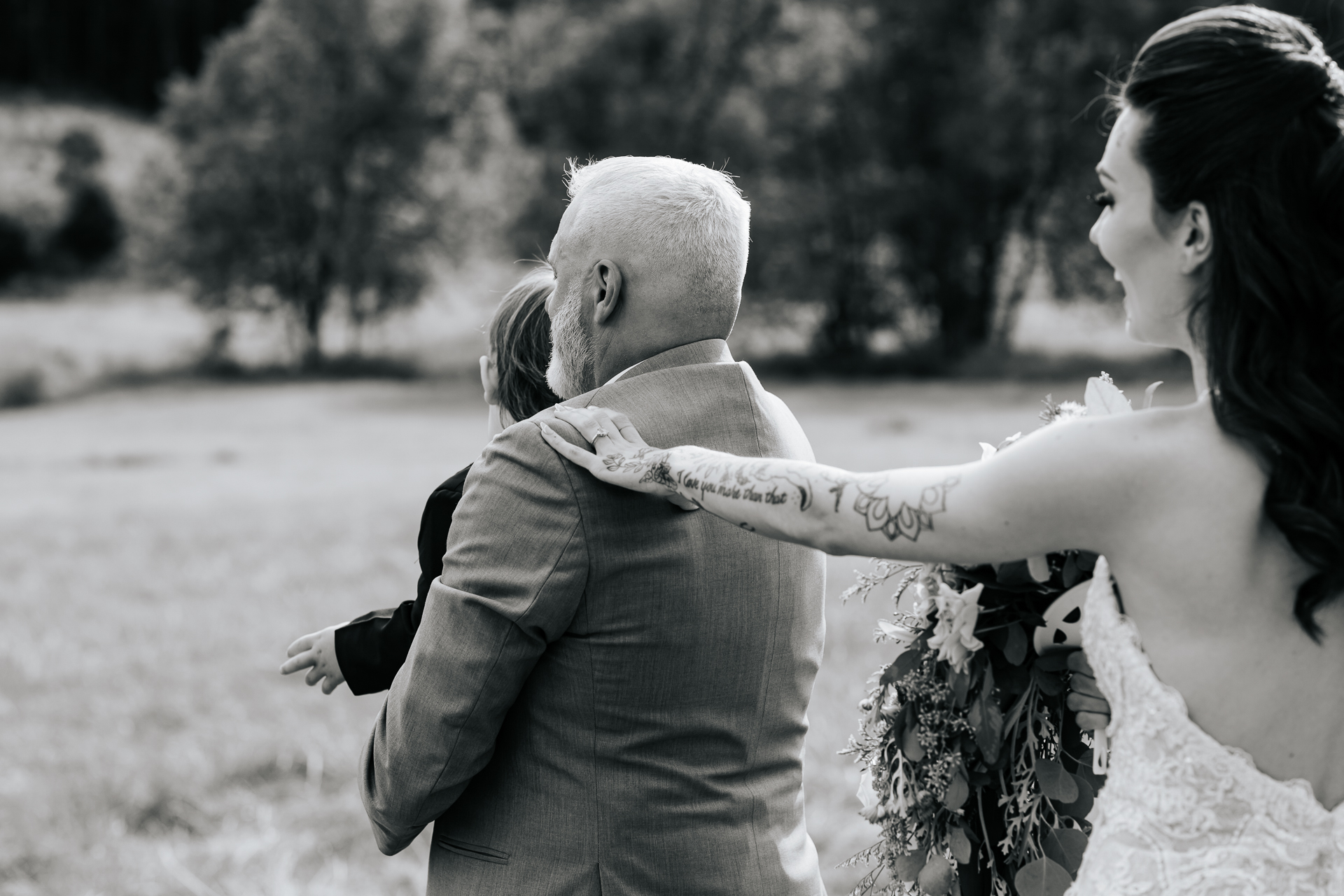 Father about to see his daughter for the first time on her wedding day