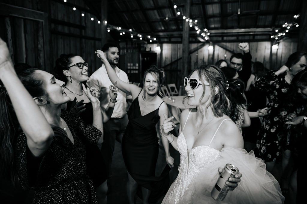 Bride dancing at her Rustic Colorado Springs Wedding Venue